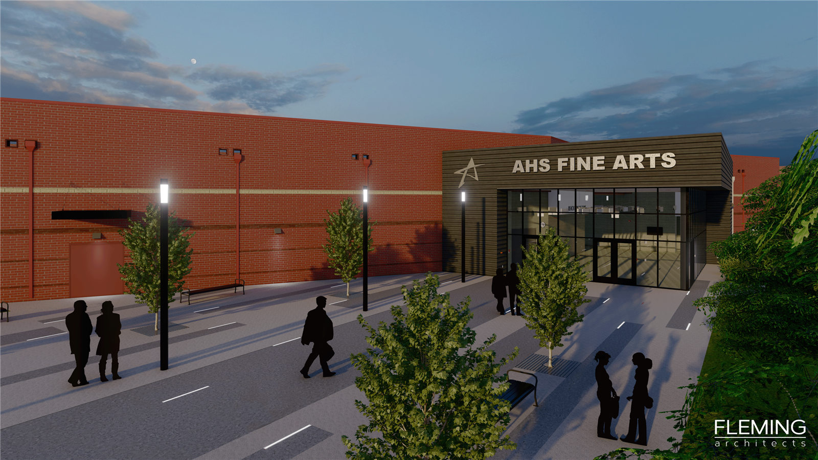 Visual rendering of the new fine arts wing at Arlington High School